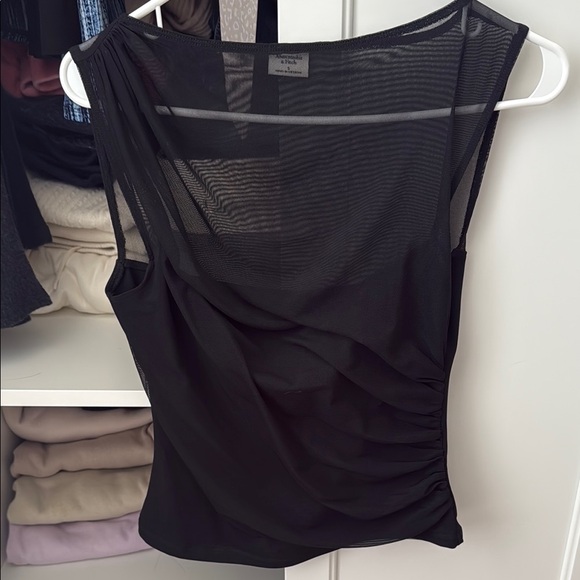 Mesh Draped Slash Top - Picture 1 of 5